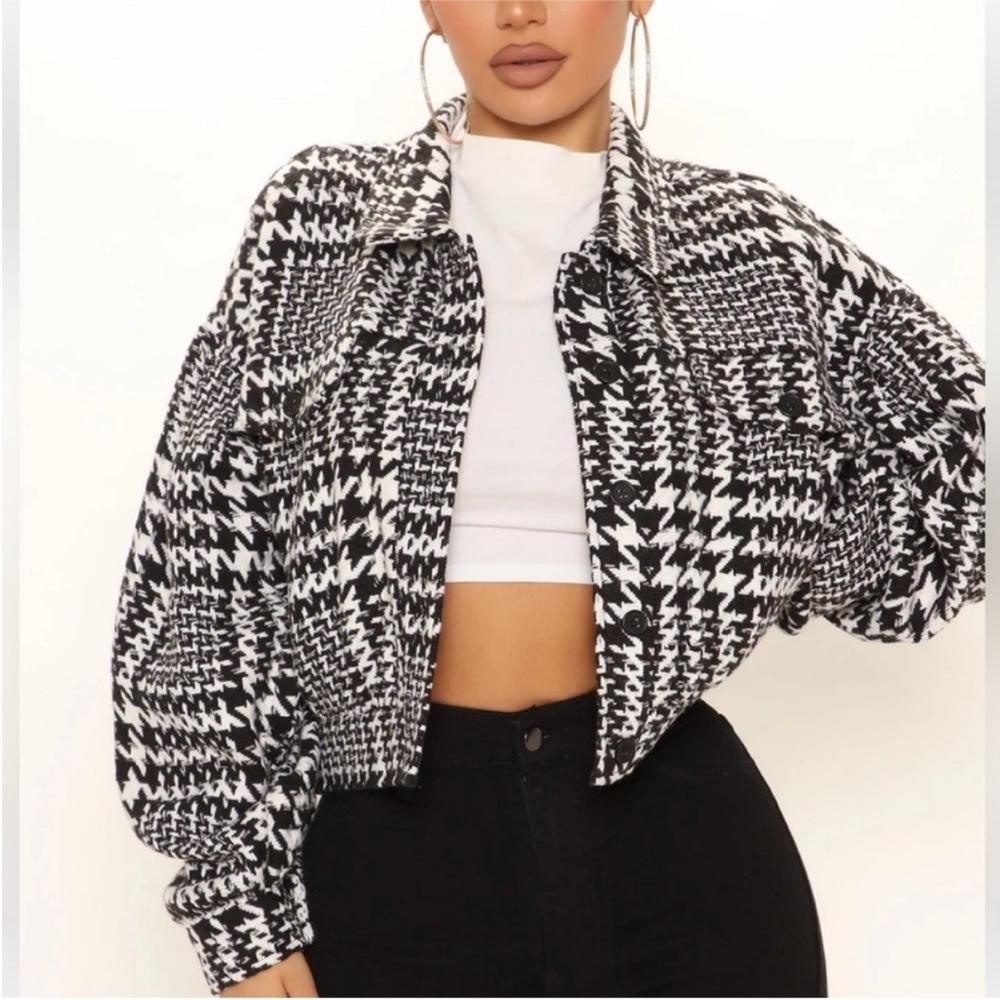 Houndstooth Crop Jacket